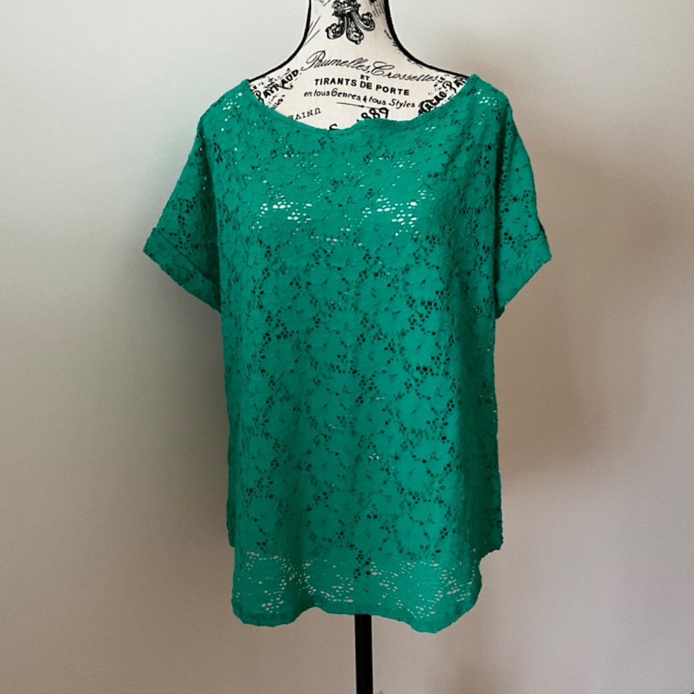 Laundry by Shelli Segal green women’s lace blouse in Size L